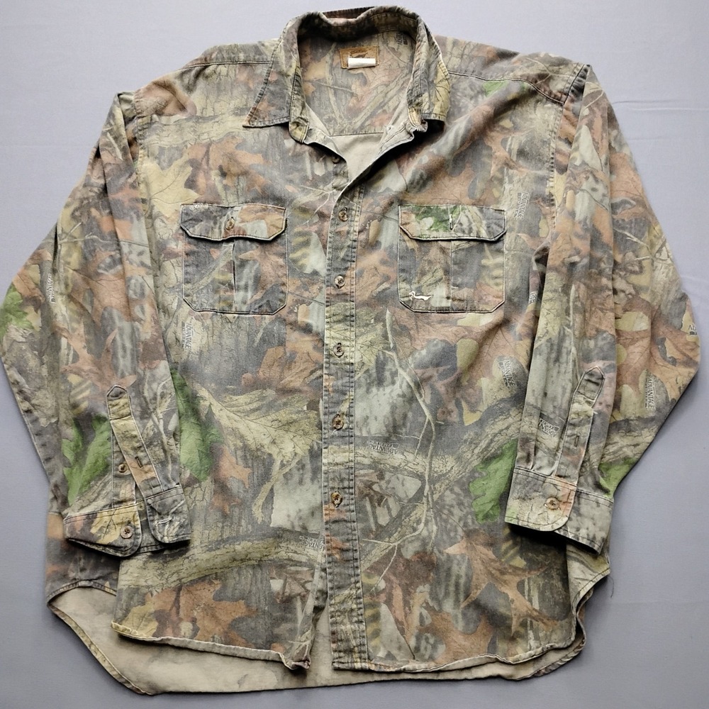 Duxbak Mens 2XL Advantage Timber Camo Button Down Shirt Long Sleeve Hunting